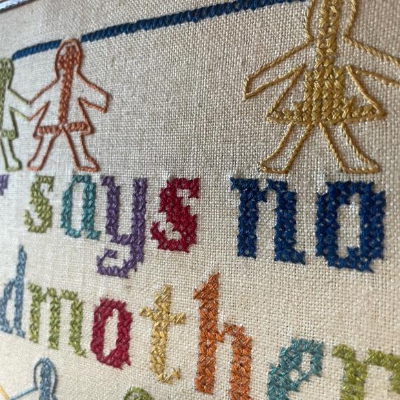 Vintage Crewel needlepoint. Solid wood frame. Perfect for grandmas house. - Picture 2 of 3